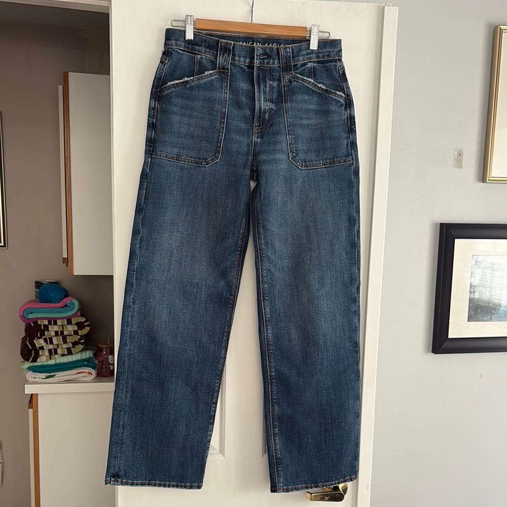 American Eagle Outfitters Stovepipe Dark Blue Jeans